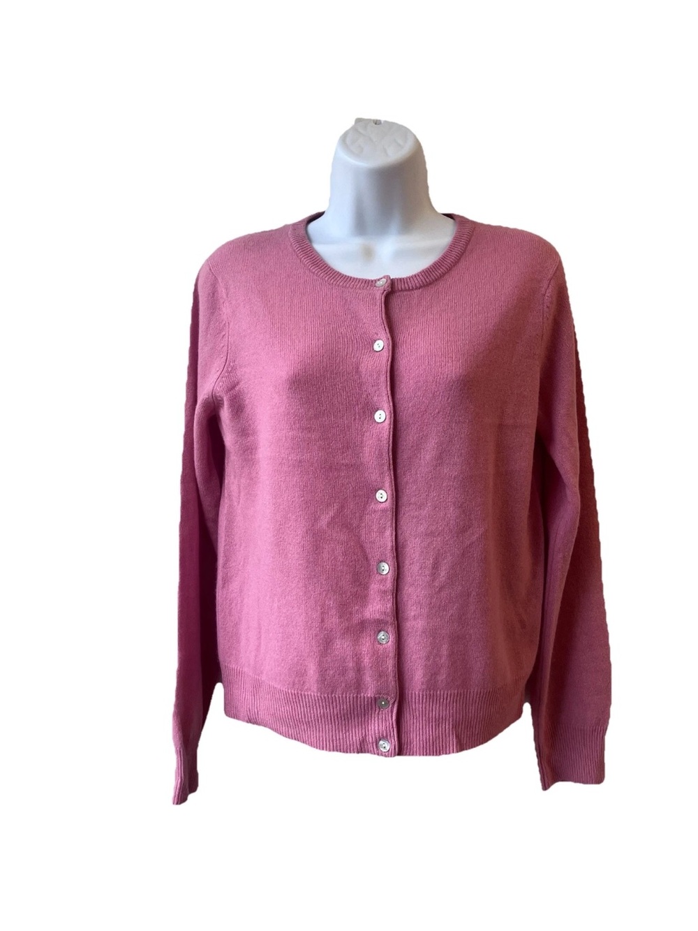 Hillard & Hanson 100% Cashmere Cardigan Classic Small Button-Front Crewneck Prep